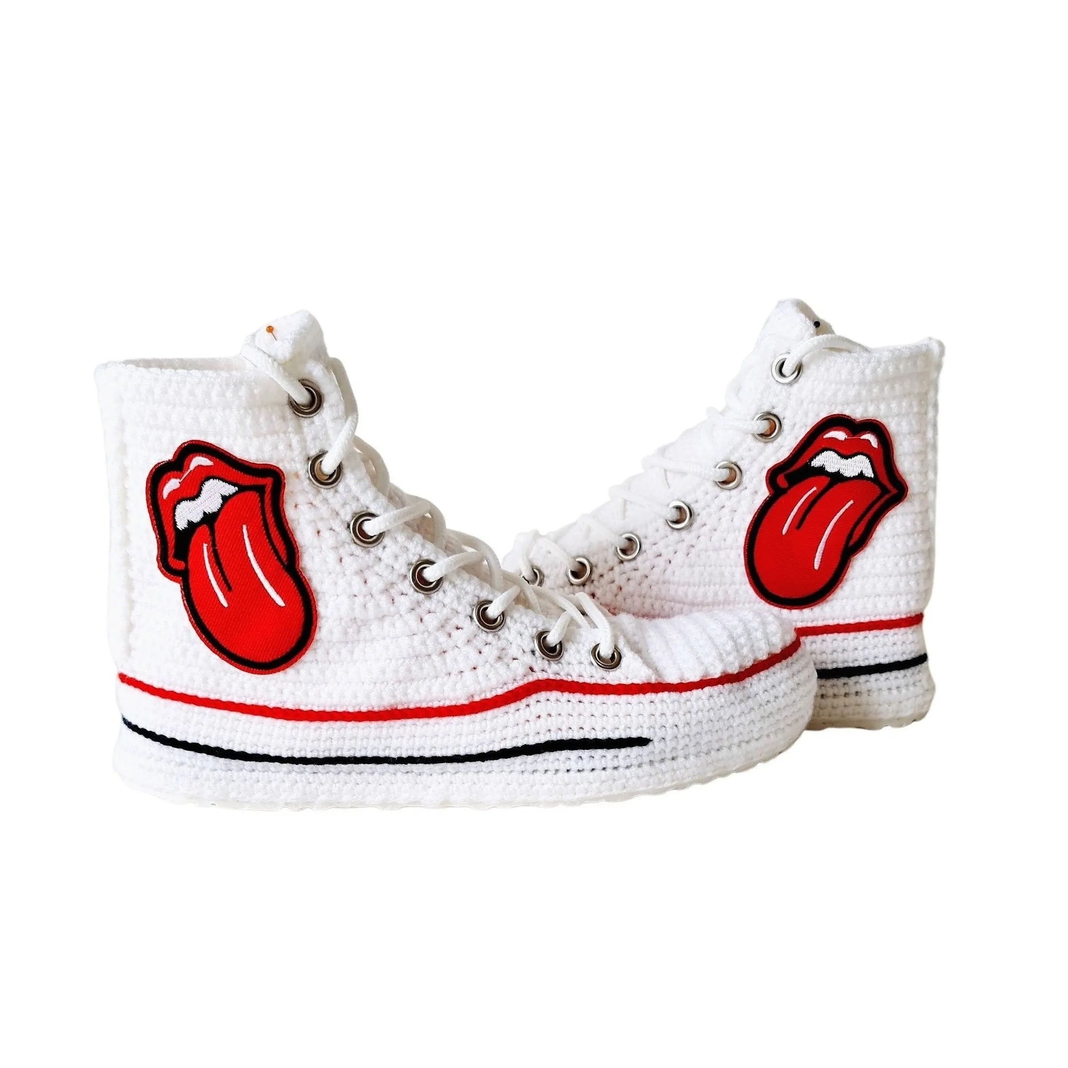 Converse Emoji Embroidery Custom Sneakers Plush Crochet High Top Slippers Platform Shoes