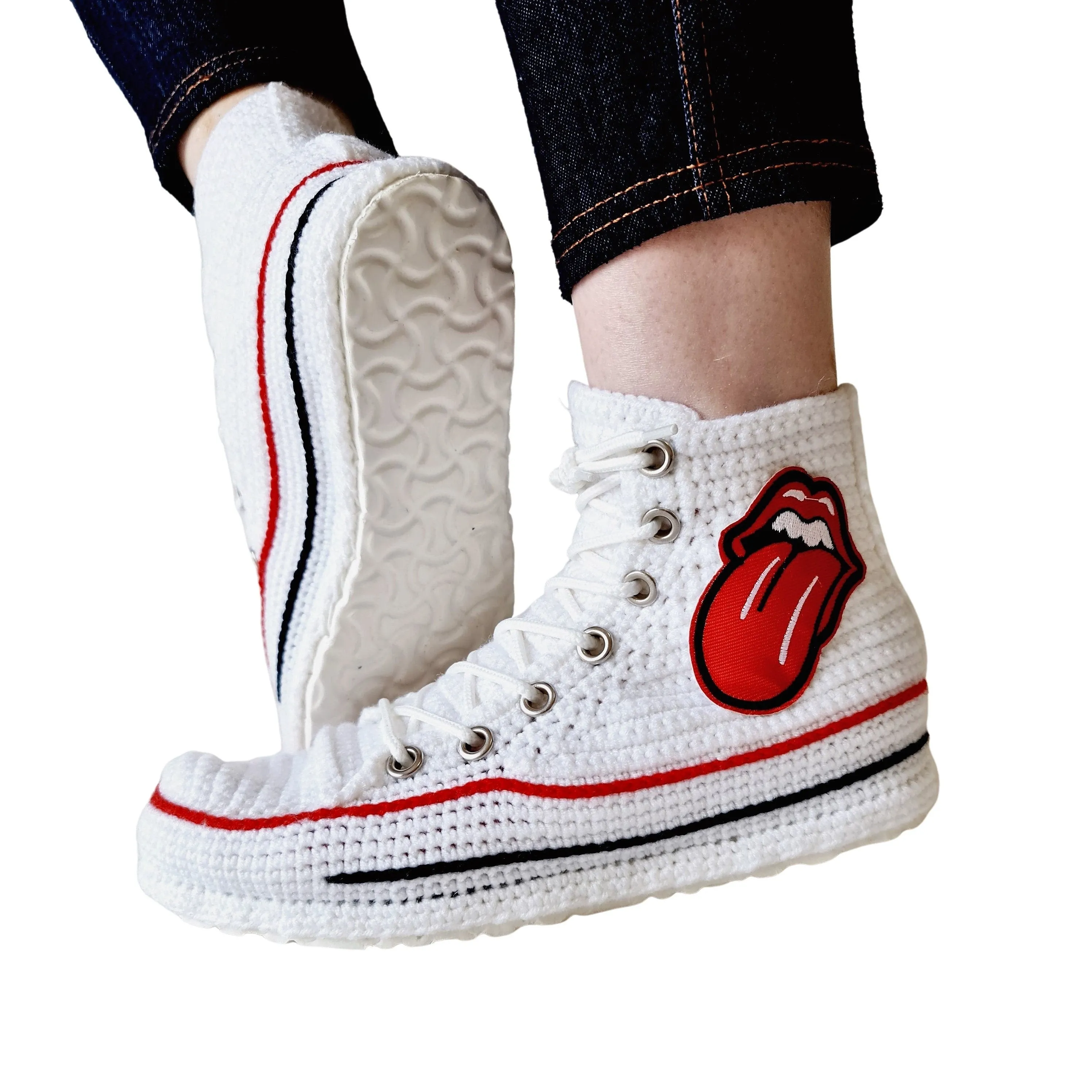 Converse Emoji Embroidery Custom Sneakers Plush Crochet High Top Slippers Platform Shoes