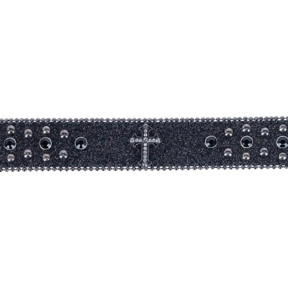 CTM® Women's Dark Cross Rhinestone Bling Belt