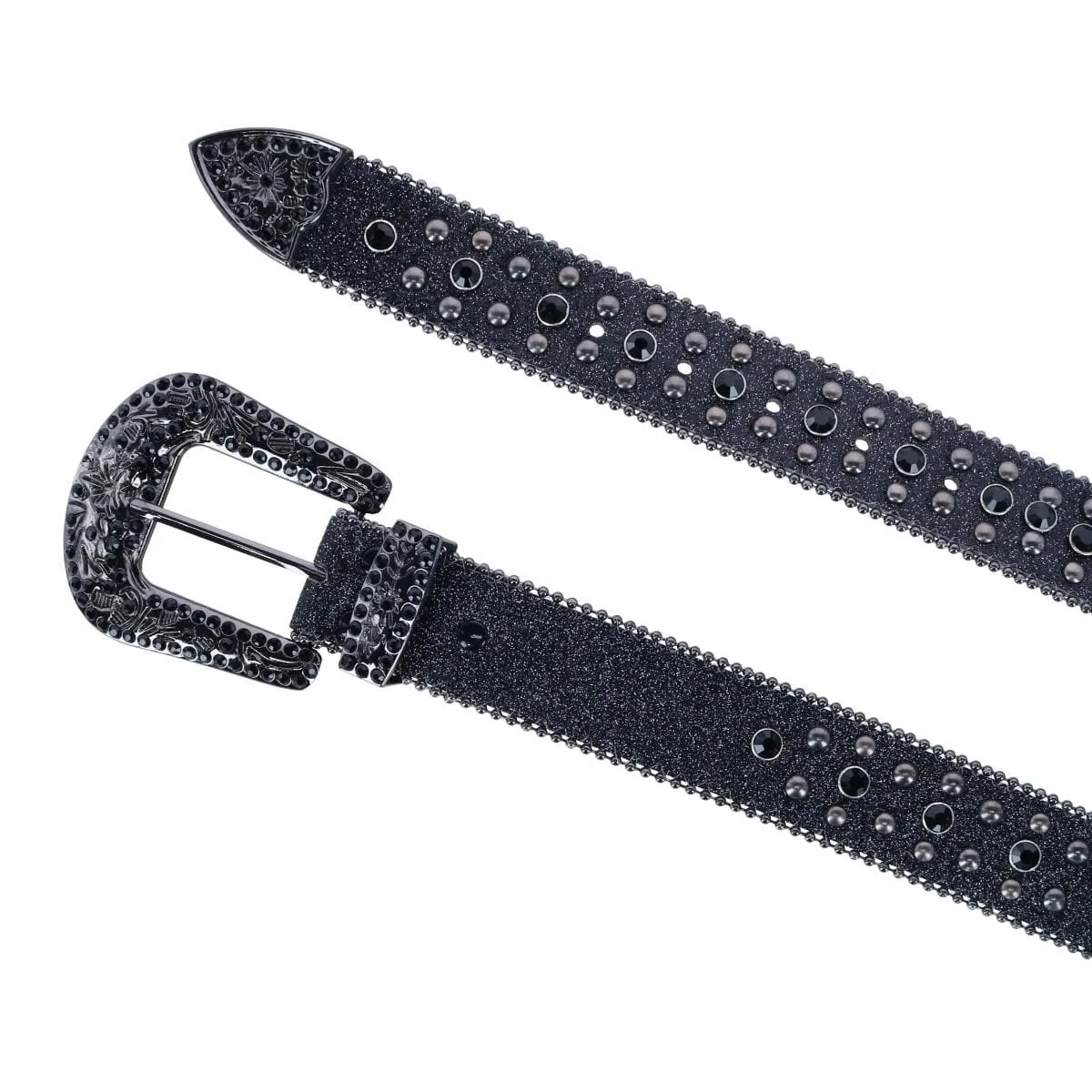 CTM® Women's Dark Cross Rhinestone Bling Belt