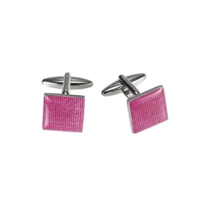 CUDWORTH Rhodium Plated Cufflinks PINK