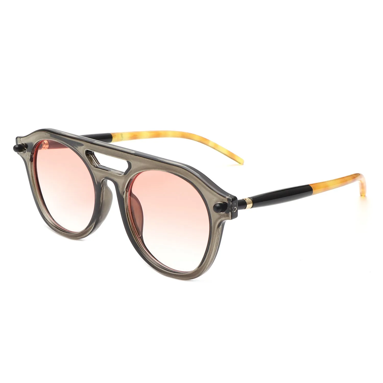 Daelis - Retro Brow-Bar Circle Vintage Inspired Round Sunglasses