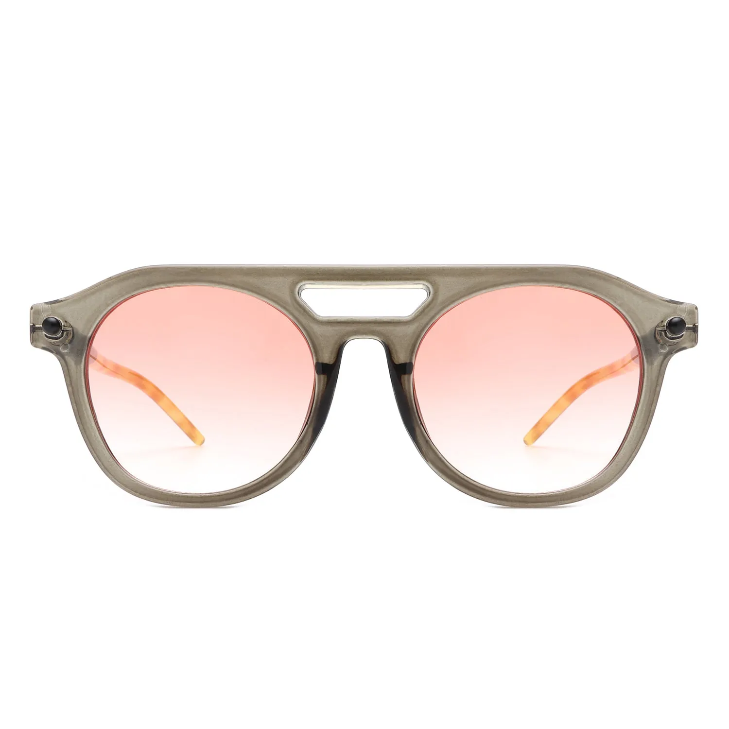 Daelis - Retro Brow-Bar Circle Vintage Inspired Round Sunglasses