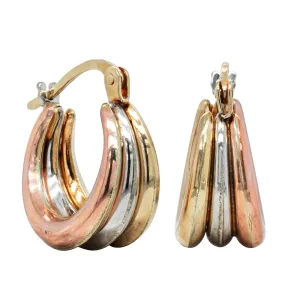 Deja Vu 9ct Gold Tri-Tone Hoop Earrings