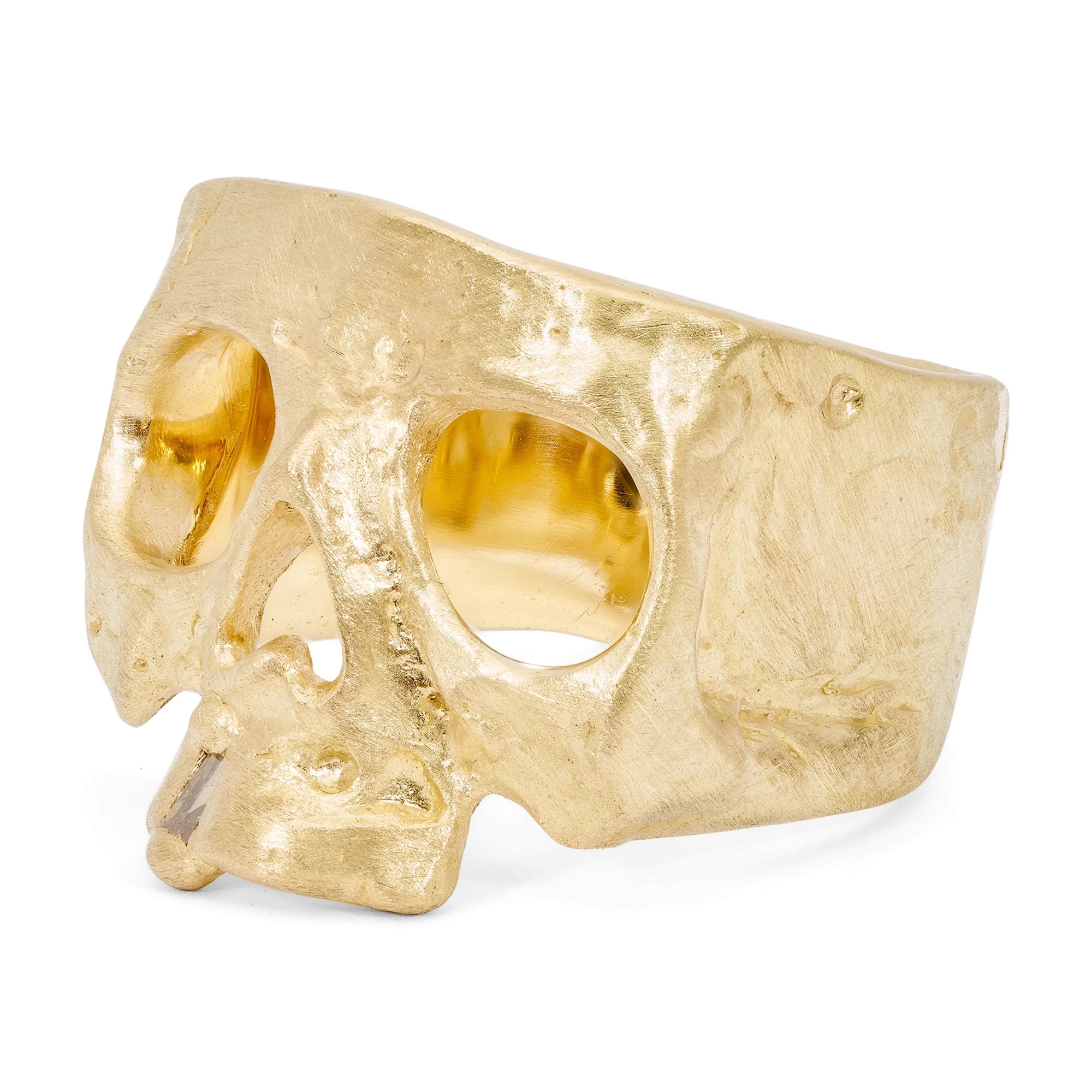 Diamond Snaggletooth Skull Ring - Size 6 - 11522