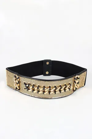 Edgy Gold Metallic Elastic Belt