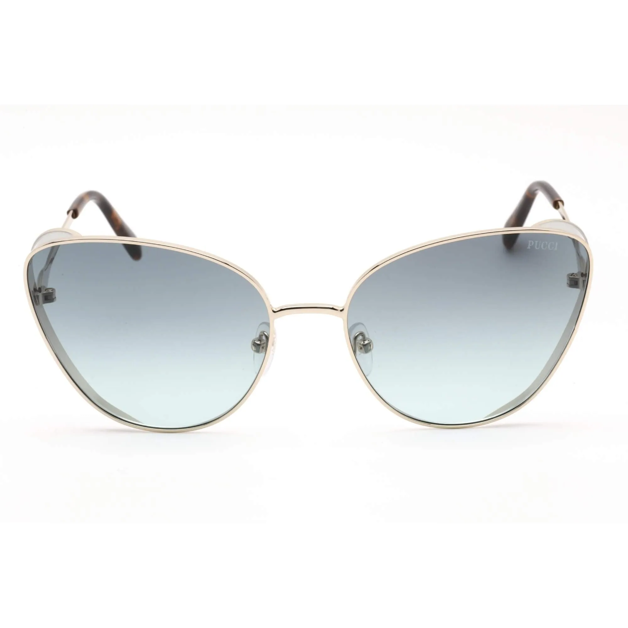 Emilio Pucci Women's Sunglasses - Gold/Grey/Havana Cat Eye Metal Frame | EP0186 32B