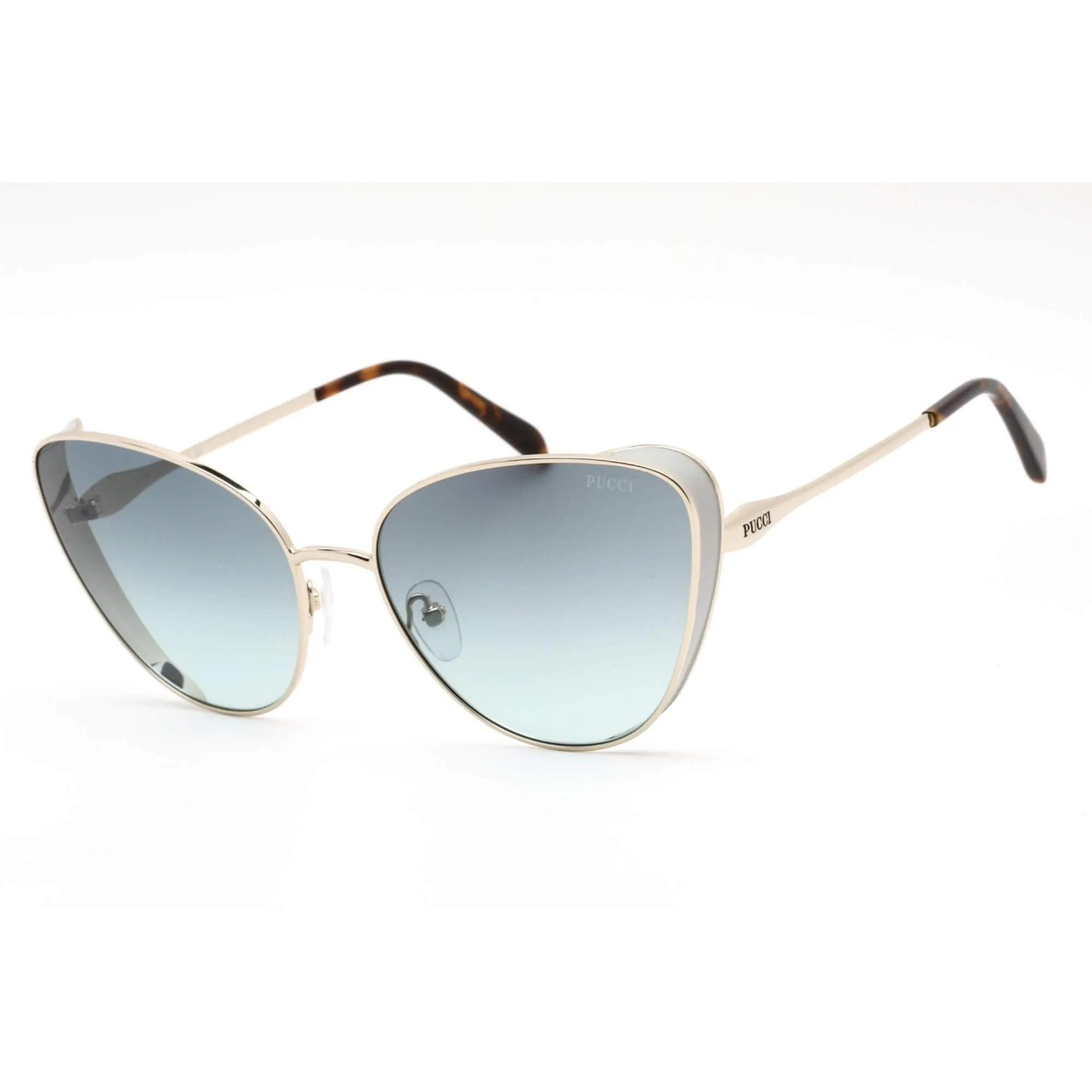 Emilio Pucci Women's Sunglasses - Gold/Grey/Havana Cat Eye Metal Frame | EP0186 32B