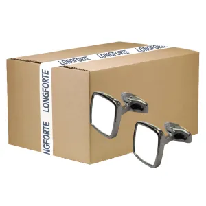 FULL CARTON - 50 Pairs x Cufflinks - Premier Range - Chrome - Curved Square