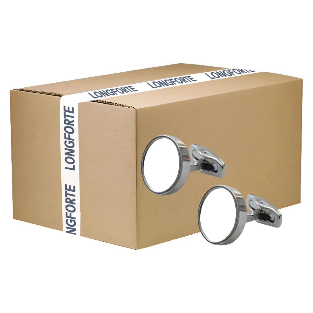 FULL CARTON - 50 Pairs x Cufflinks - Premier Range - Chrome - Round