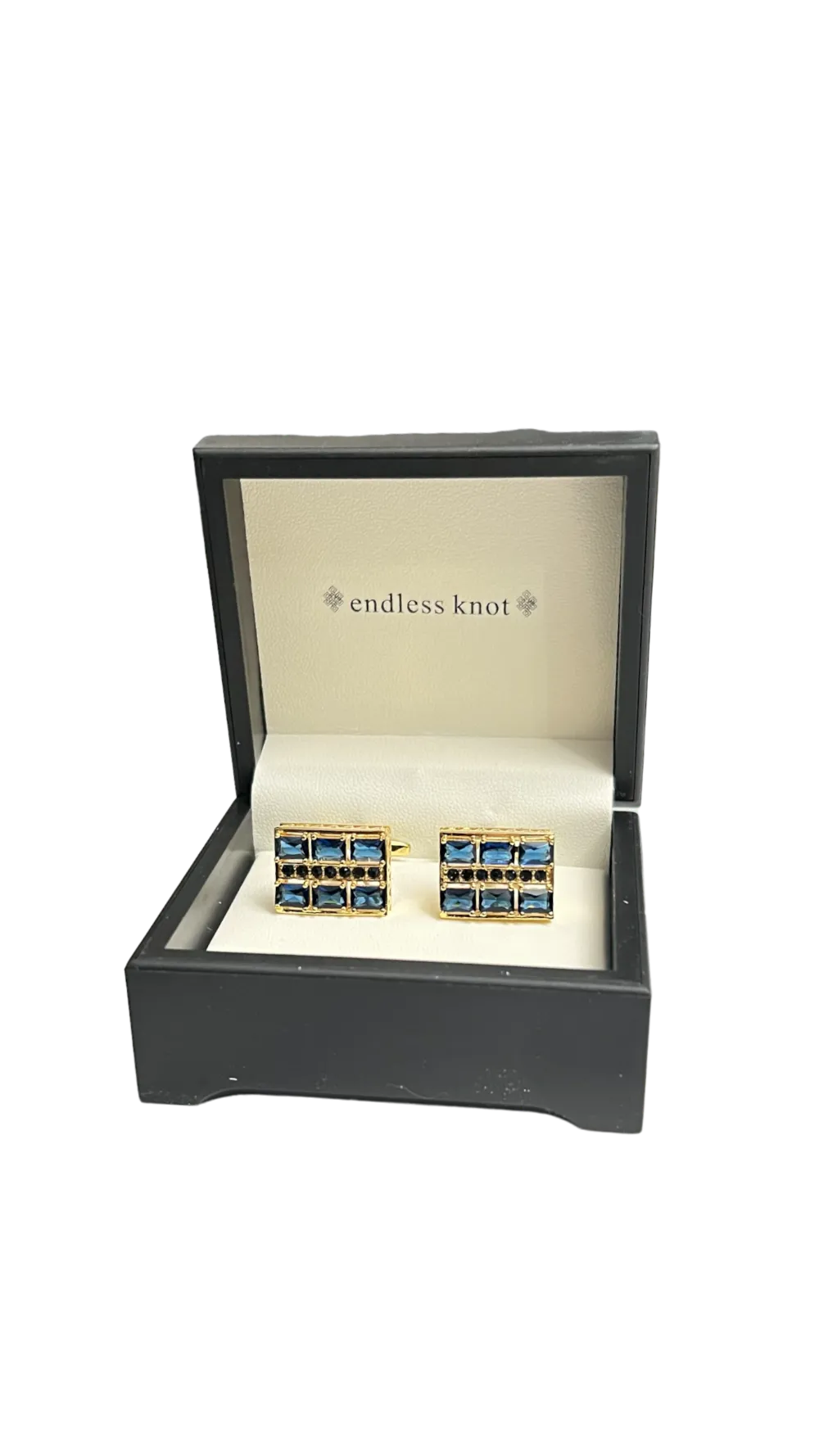 Gold and blue diamonds stones cufflinks for mens