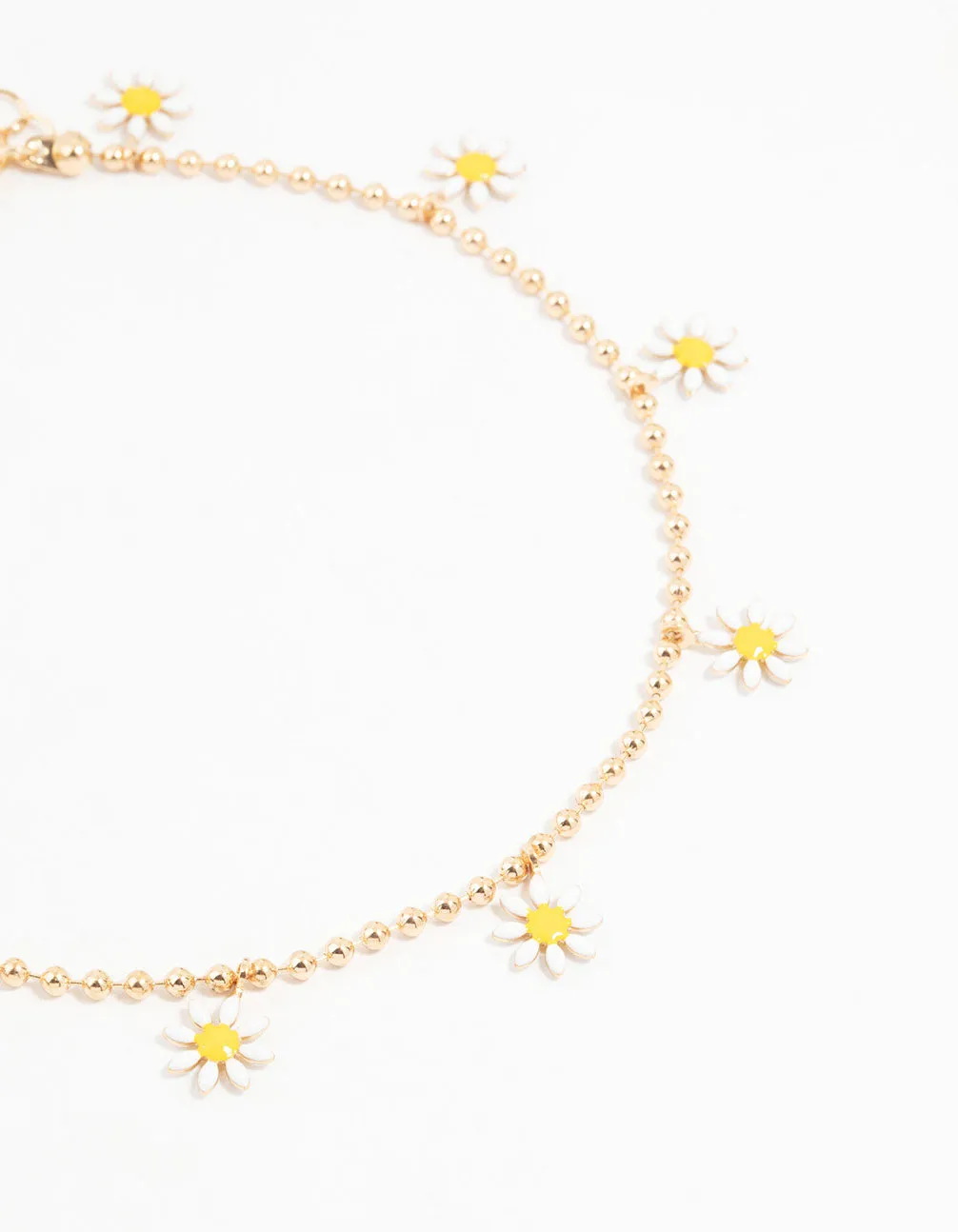 Gold Daisy & Droplet Anklets 3-Pack