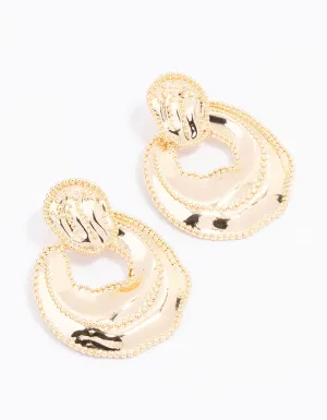 Gold Hammered Interlocking Drop Earrings