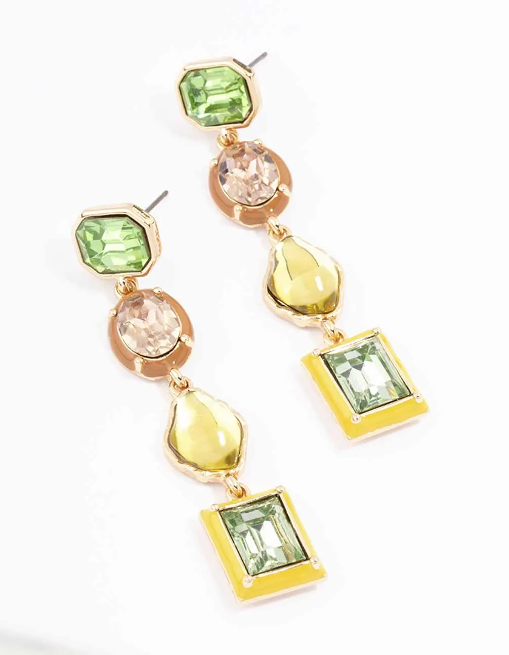 Gold Mixed Shape Drop Earrings