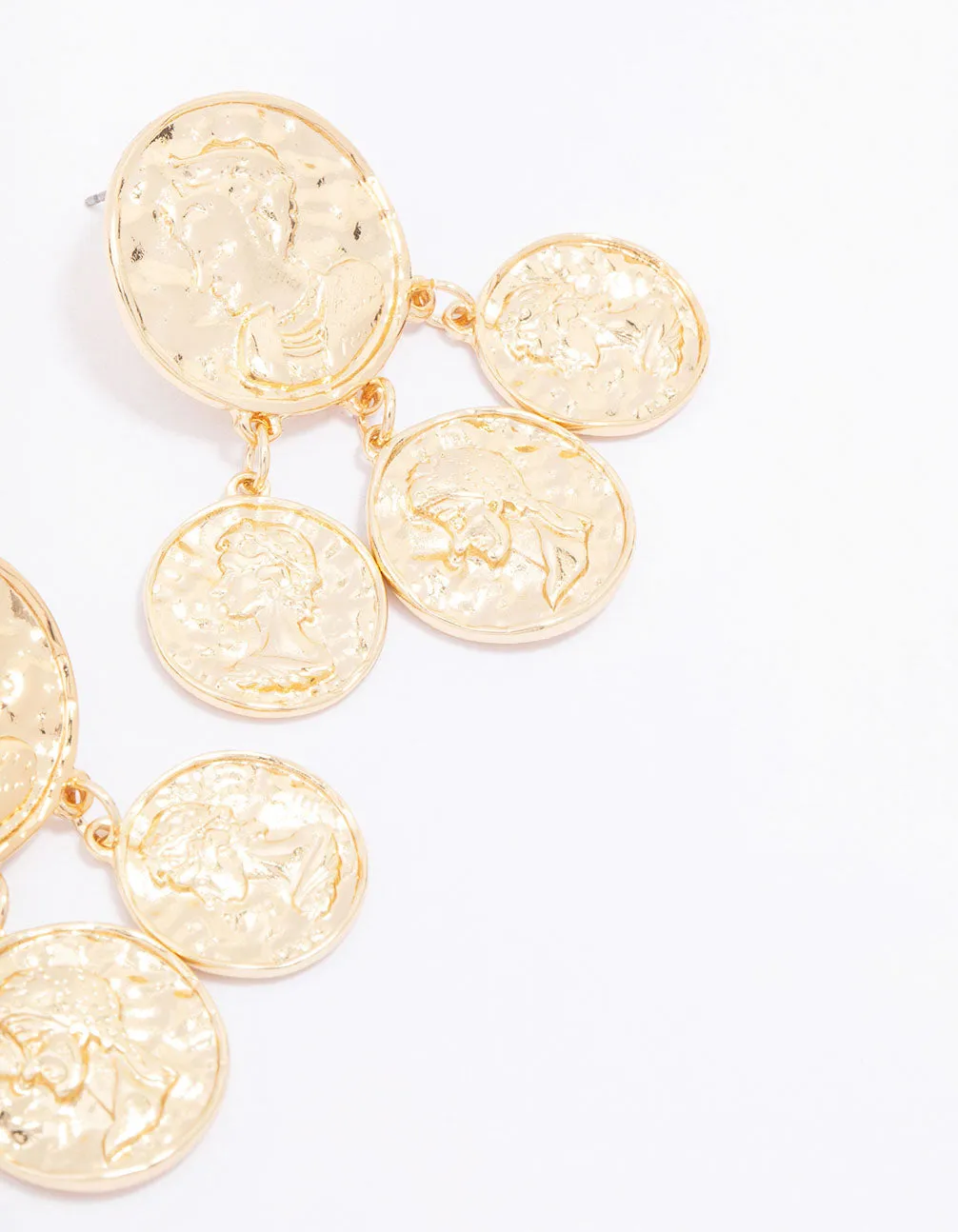 Gold Molten Coin Drop Earrings