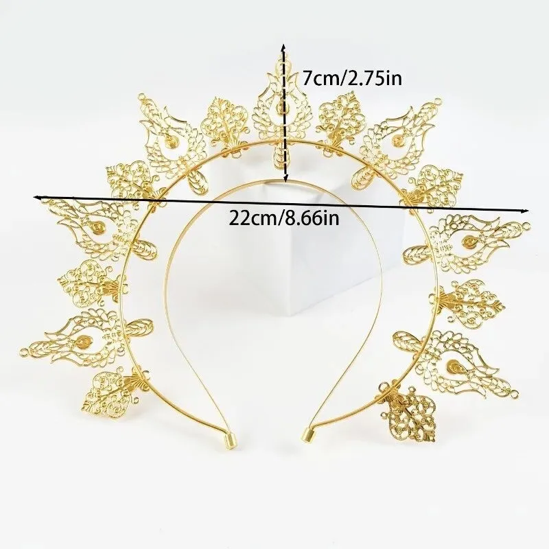 Gothic Goddess Spiked Halo Crown Festival Headdress Headband - Gold Style 2