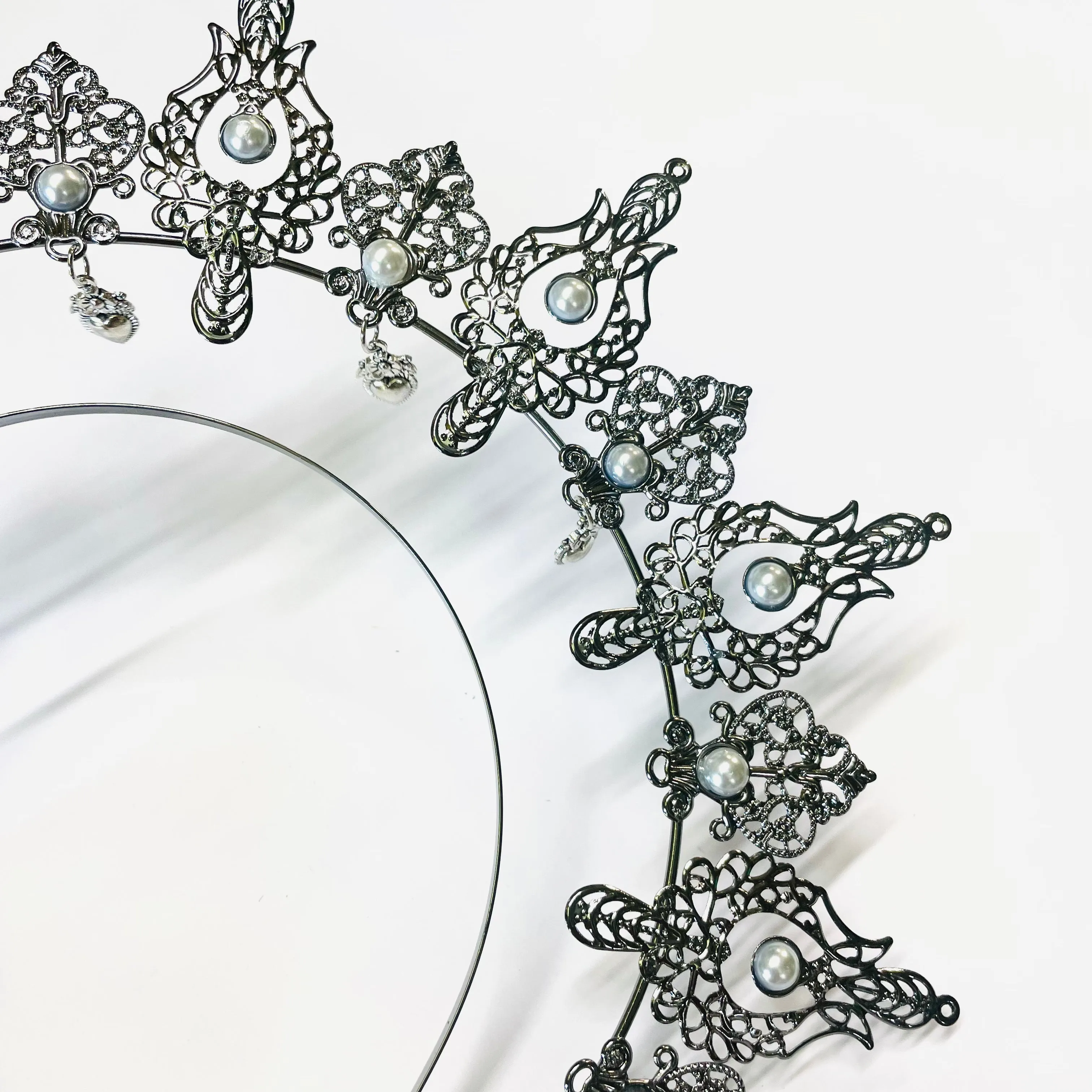 Gothic Goddess Spiked Halo Crown Festival Headdress Headband - Silver Style 1