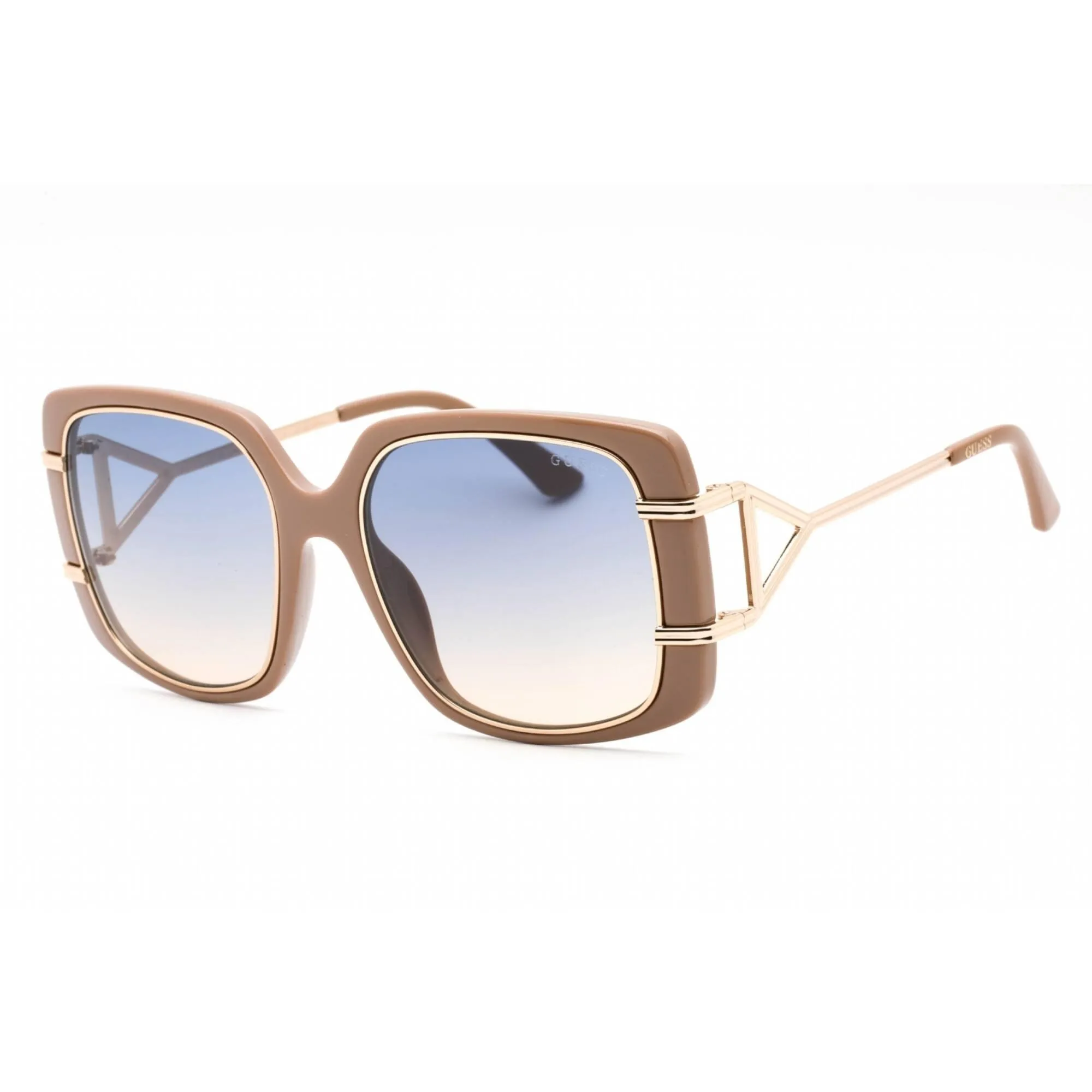 Guess Women's Sunglasses - Full Rim Shiny Beige Plastic Rectangular Frame | GU7854 57W