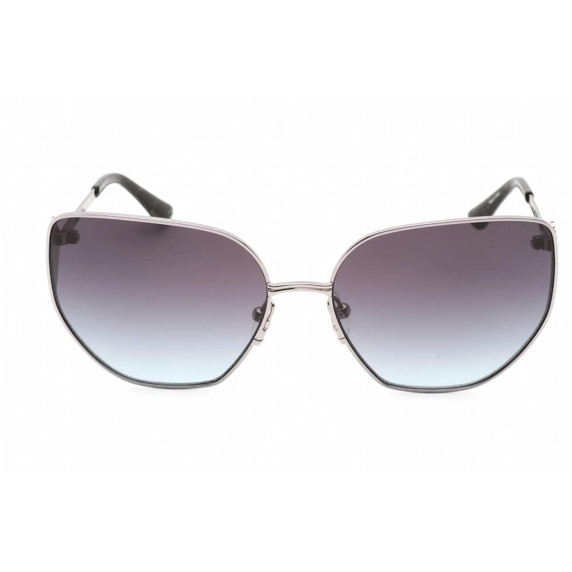 Guess Women's Sunglasses - Full Rim Shiny Light Nickeltin Metal Cat Eye | GU7875 10W