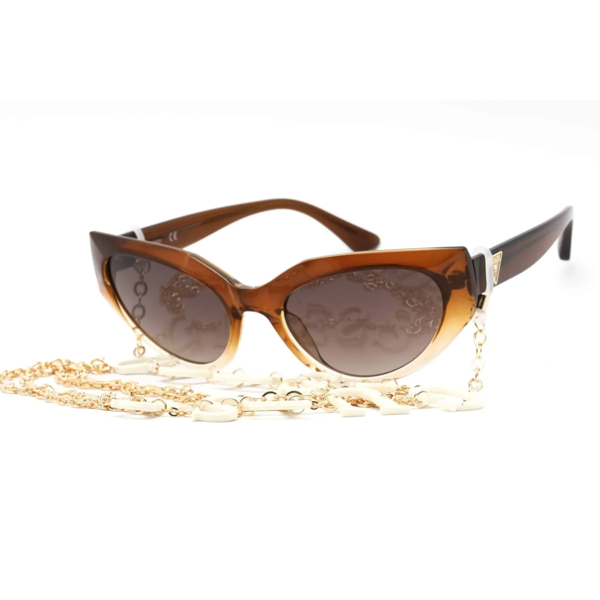 Guess Women's Sunglasses - Gradient Brown Lens Plastic Cat Eye Frame | GU7787 47F