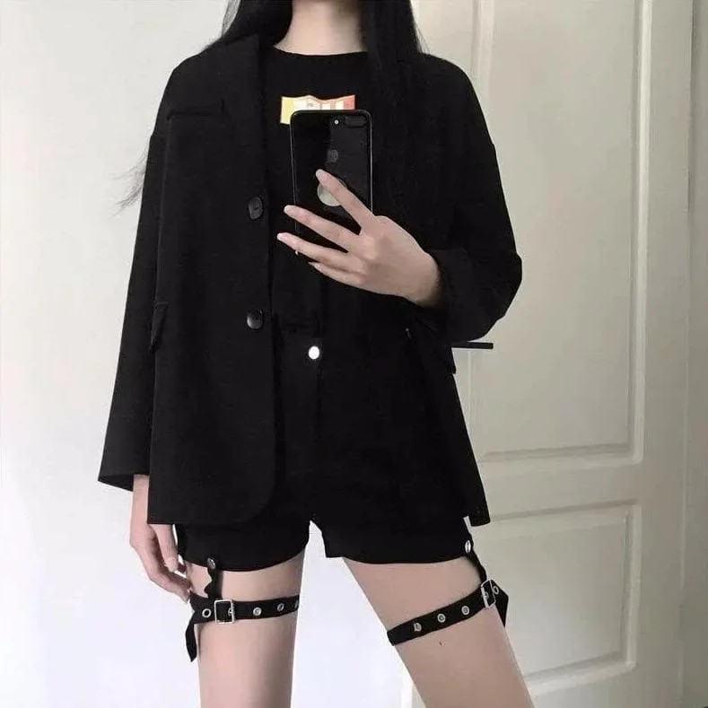 High Waist Shorts With Thigh Buckles