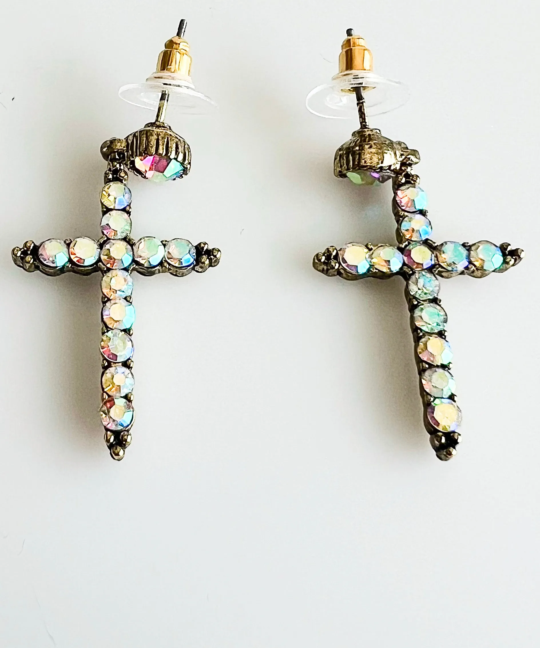 Holographic Cross Dangle Earrings