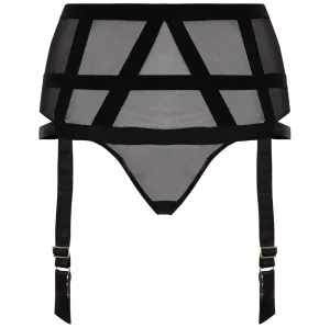 Karolina High Waist Suspender Thong- Black