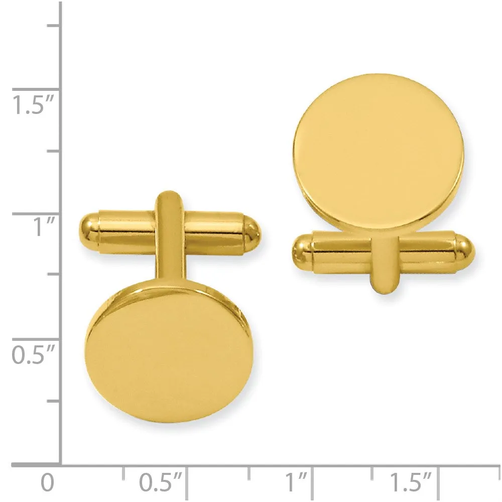 Kelly Waters Gold-plated Polished Round Engravable Cuff Links