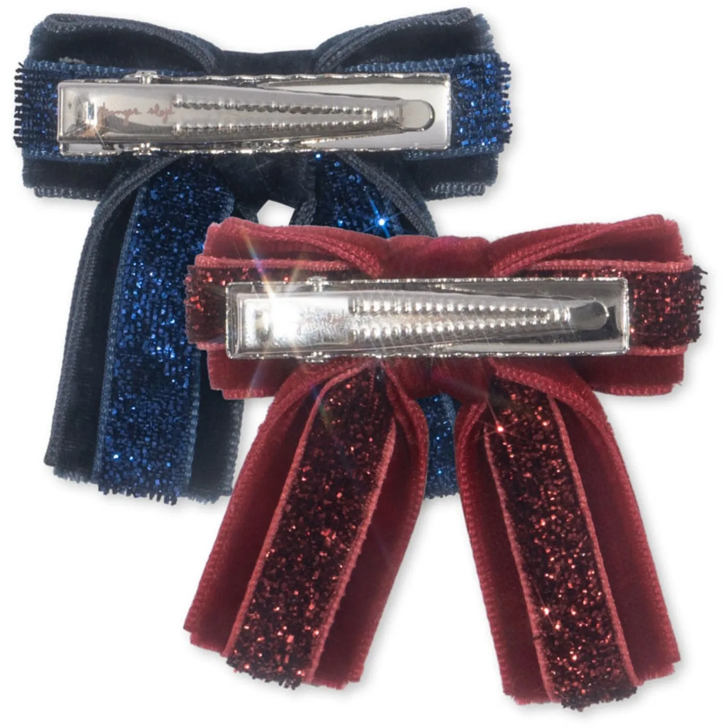 Konges Sløjd Red/Navy 4 Pack Velvet Bow Hair Clips