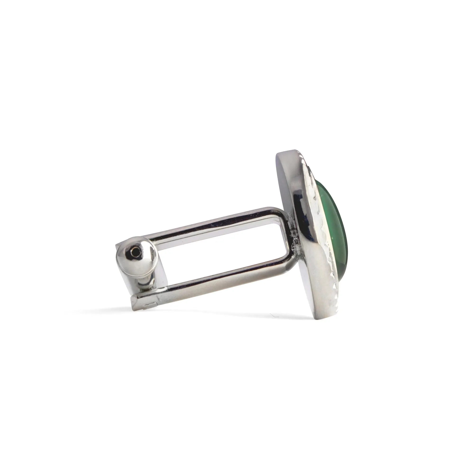 MarZthomson Faceted Round Bezel with Fibre Optic Glass Cufflink in Green (Online Exclusive)