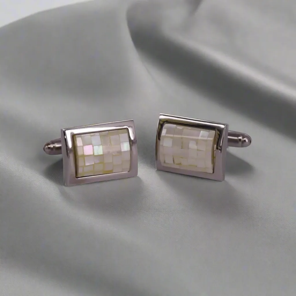 MarZthomson Mosaic MOP  Abalone rectangle cufflink