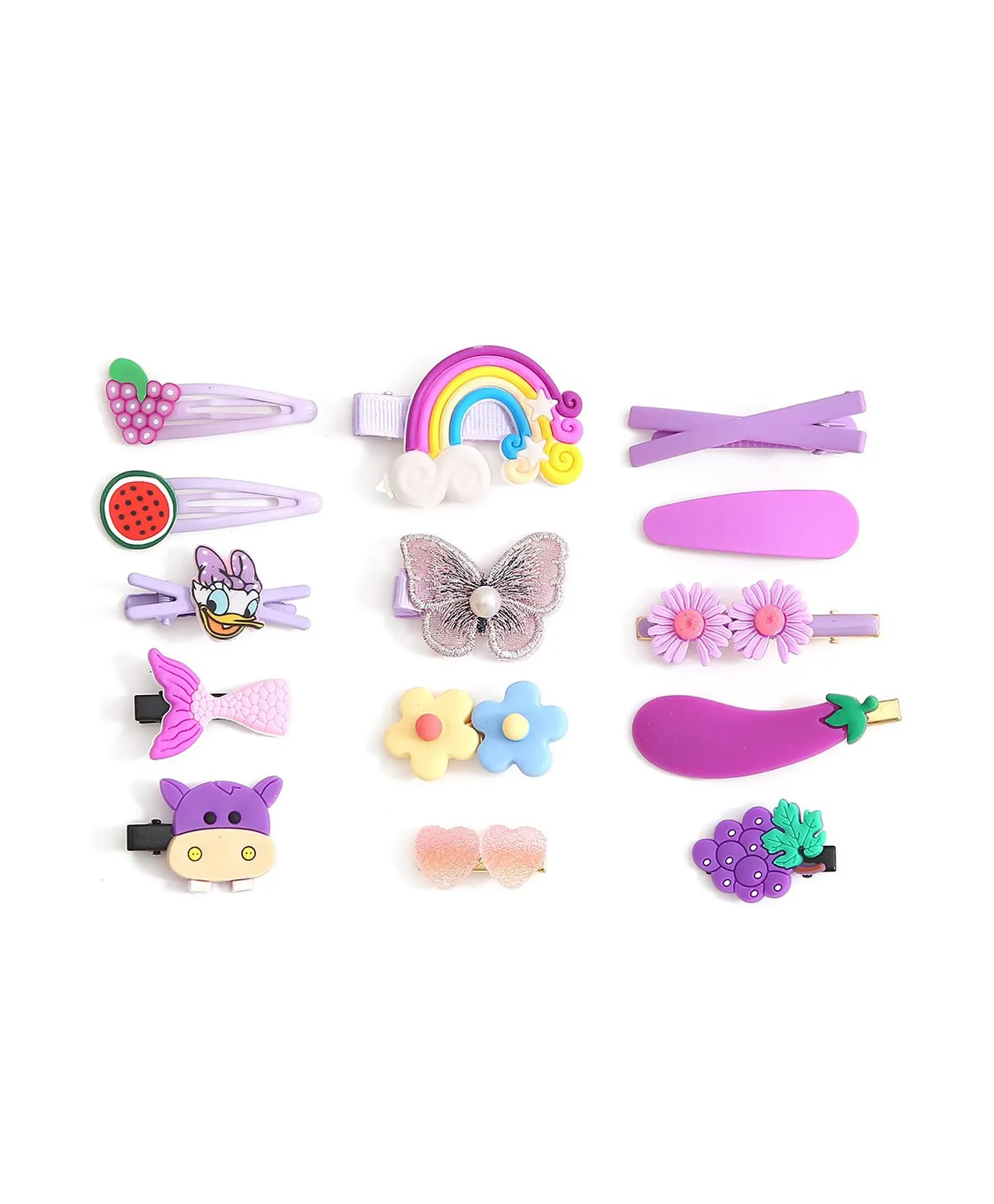 Melbees by Yellow Chimes Hair Clips for Girls Kids Hair Clip Hair Accessories For Girls Cute Characters Pretty Tiny Hair Clips for Baby Girls 14 Pcs Purple Alligator Clips for Hair Baby Hair Clips For Kids Toddlers