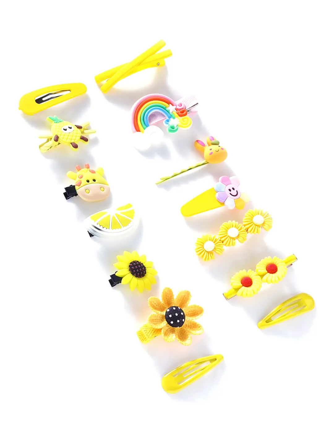 Melbees by Yellow Chimes Hair Clips for Girls Kids Hair Clip Hair Accessories For Girls Cute Characters Pretty Tiny Hair Clips for Baby Girls 14 Pcs Yellow Alligator Clips for Baby Hair Clips For Kids