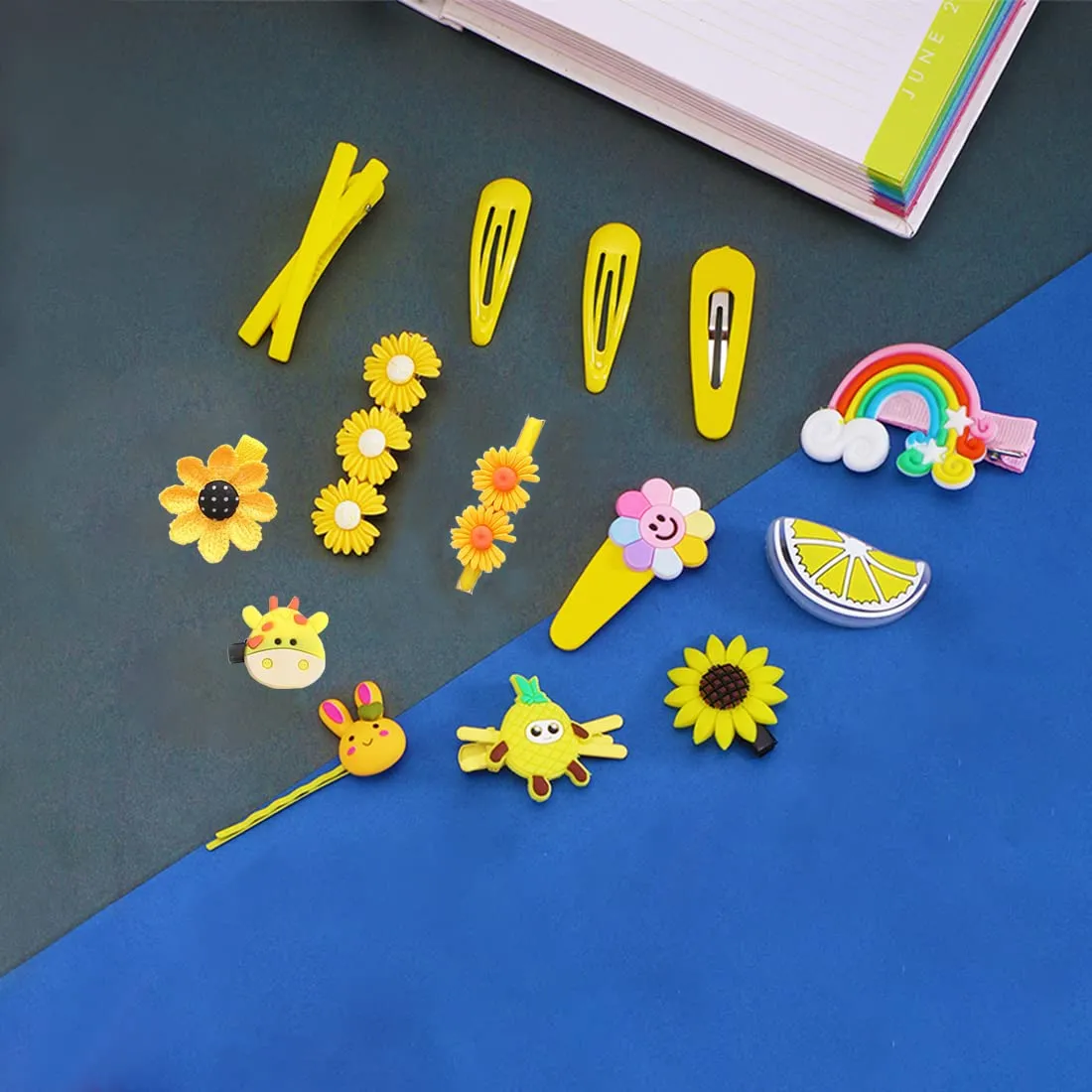 Melbees by Yellow Chimes Hair Clips for Girls Kids Hair Clip Hair Accessories For Girls Cute Characters Pretty Tiny Hair Clips for Baby Girls 14 Pcs Yellow Alligator Clips for Hair Baby Hair Clips For Kids Toddlers