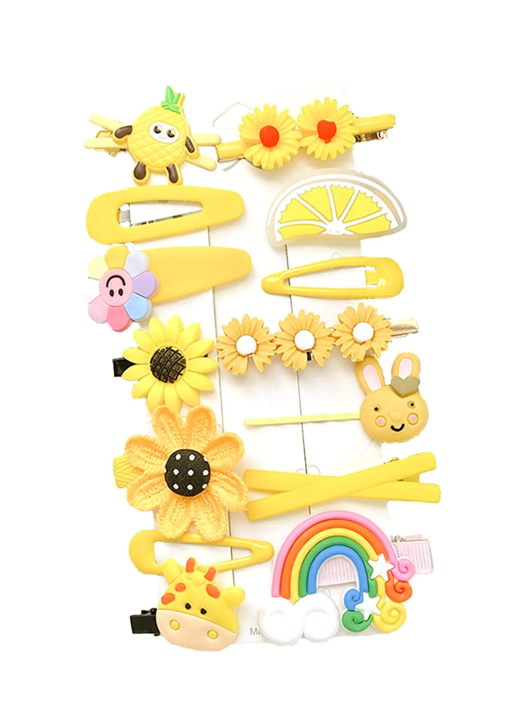 Melbees by Yellow Chimes Hair Clips for Girls Kids Hair Clip Hair Accessories For Girls Cute Characters Pretty Tiny Hair Clips for Baby Girls 14 Pcs Yellow Alligator Clips for Hair Baby Hair Clips For Kids Toddlers