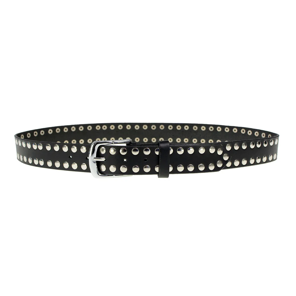 Milwaukee Leather MP7100 Men's Studded Black Genuine Leather Belt for Biker with Buckle - 1.5 inches Wide