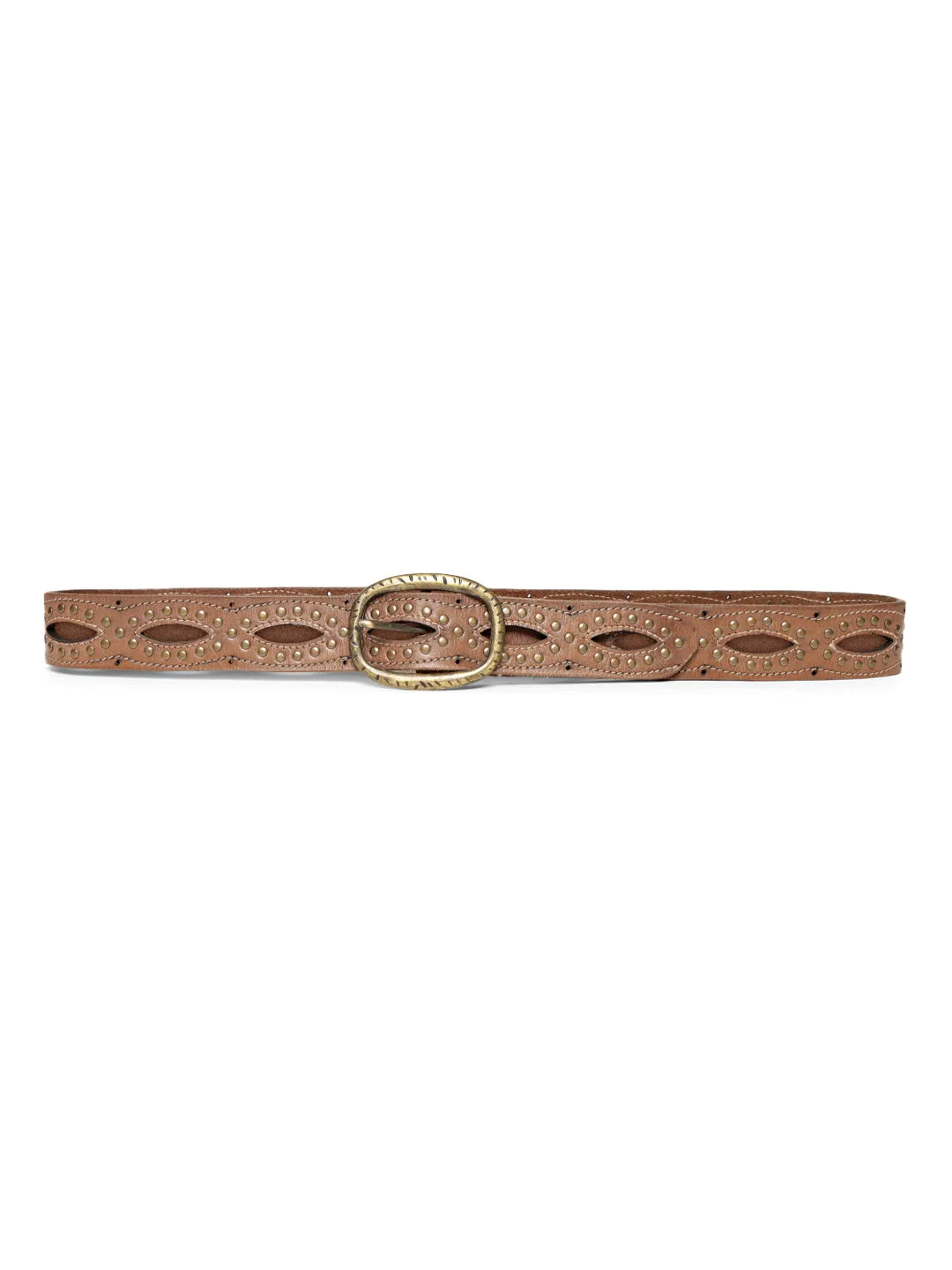 Natural Laser With Studded Leather Belt For Women By Art N Vintage