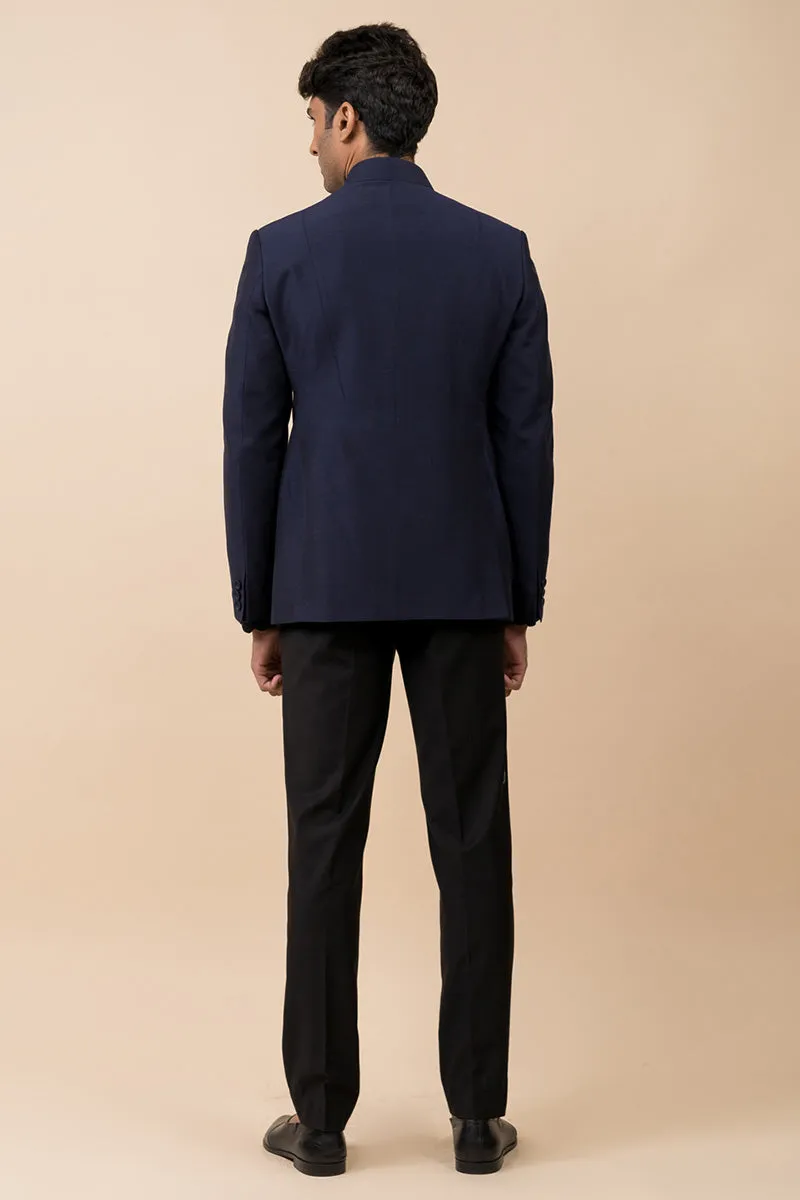 Navy Bandhgala with Single Top Button