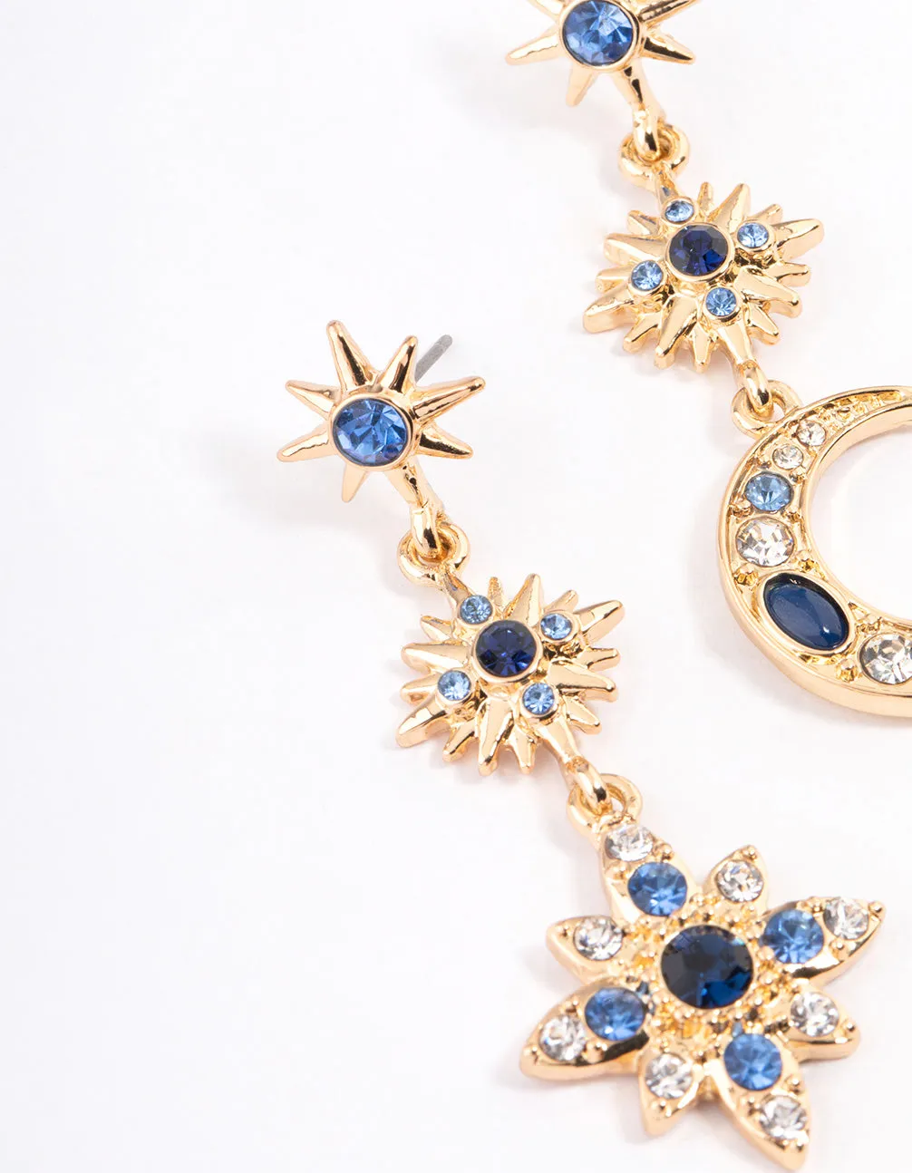 Navy Mixed Celestial Drop Earrings