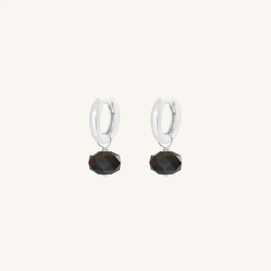 Opulent Black Spinel Plain Hoops - Stone of Energy