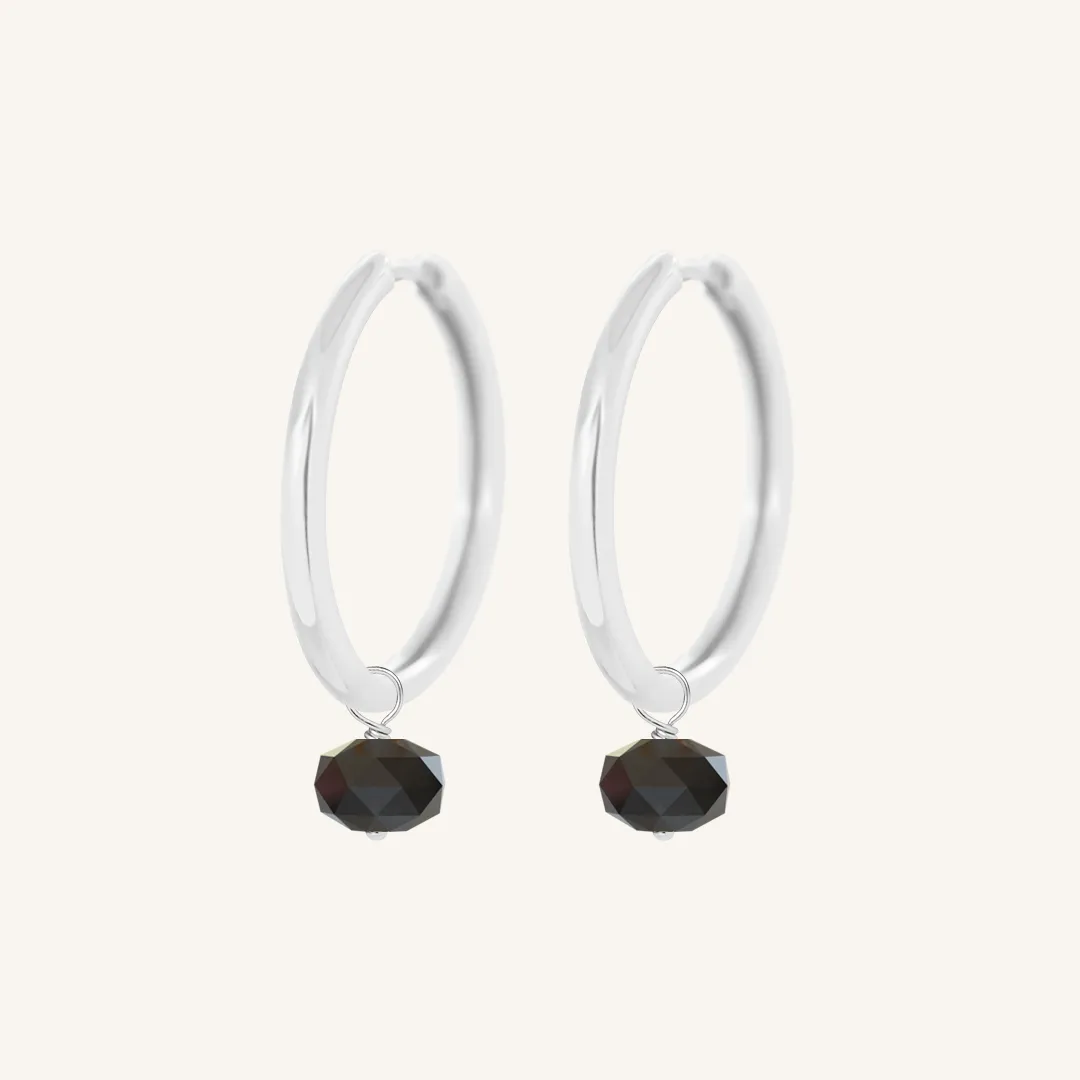 Opulent Black Spinel Plain Hoops - Stone of Energy