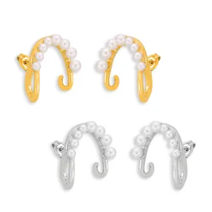 Opulent Charm Double-Layer Beaded C-Shaped Earrings