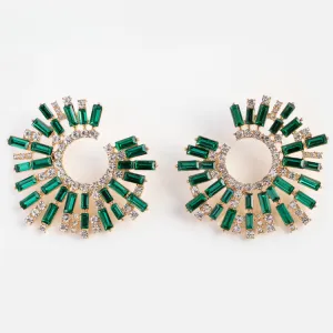 Opulent Emerald Crystal Wrap Earrings