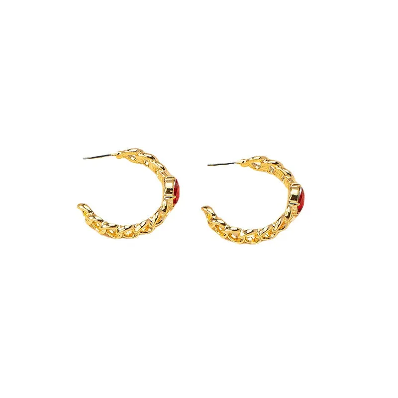 Opulent Style C-Shaped Chain Earrings with Metal Irregularity