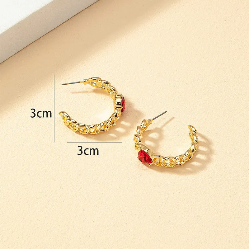 Opulent Style C-Shaped Chain Earrings with Metal Irregularity