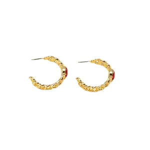 Opulent Style C-Shaped Chain Earrings with Metal Irregularity