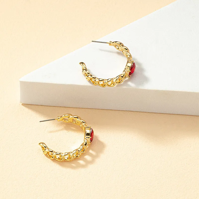 Opulent Style C-Shaped Chain Earrings with Metal Irregularity