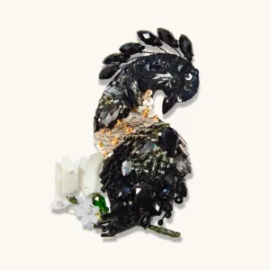 Peacock Brooch Black