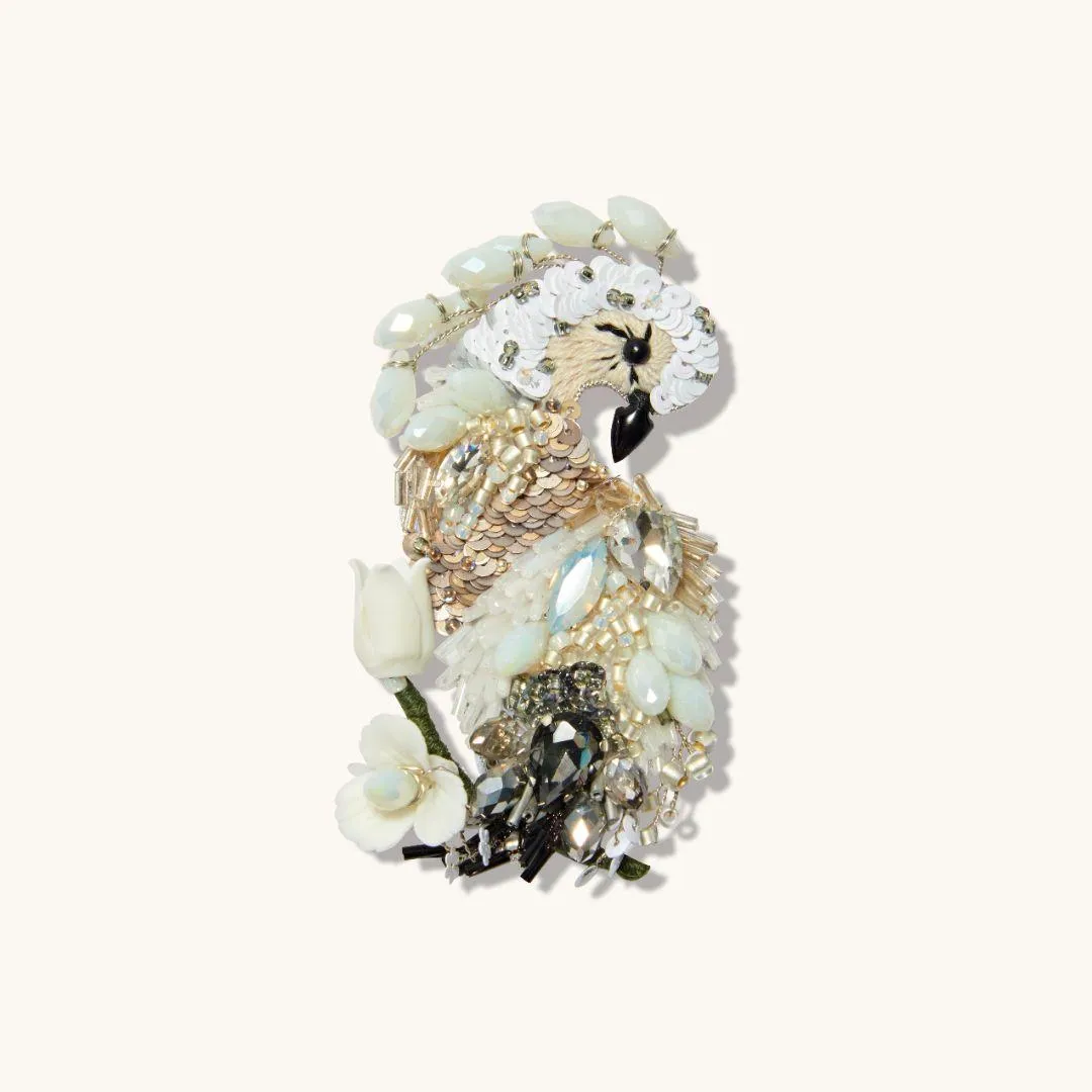 Peacock Brooch White