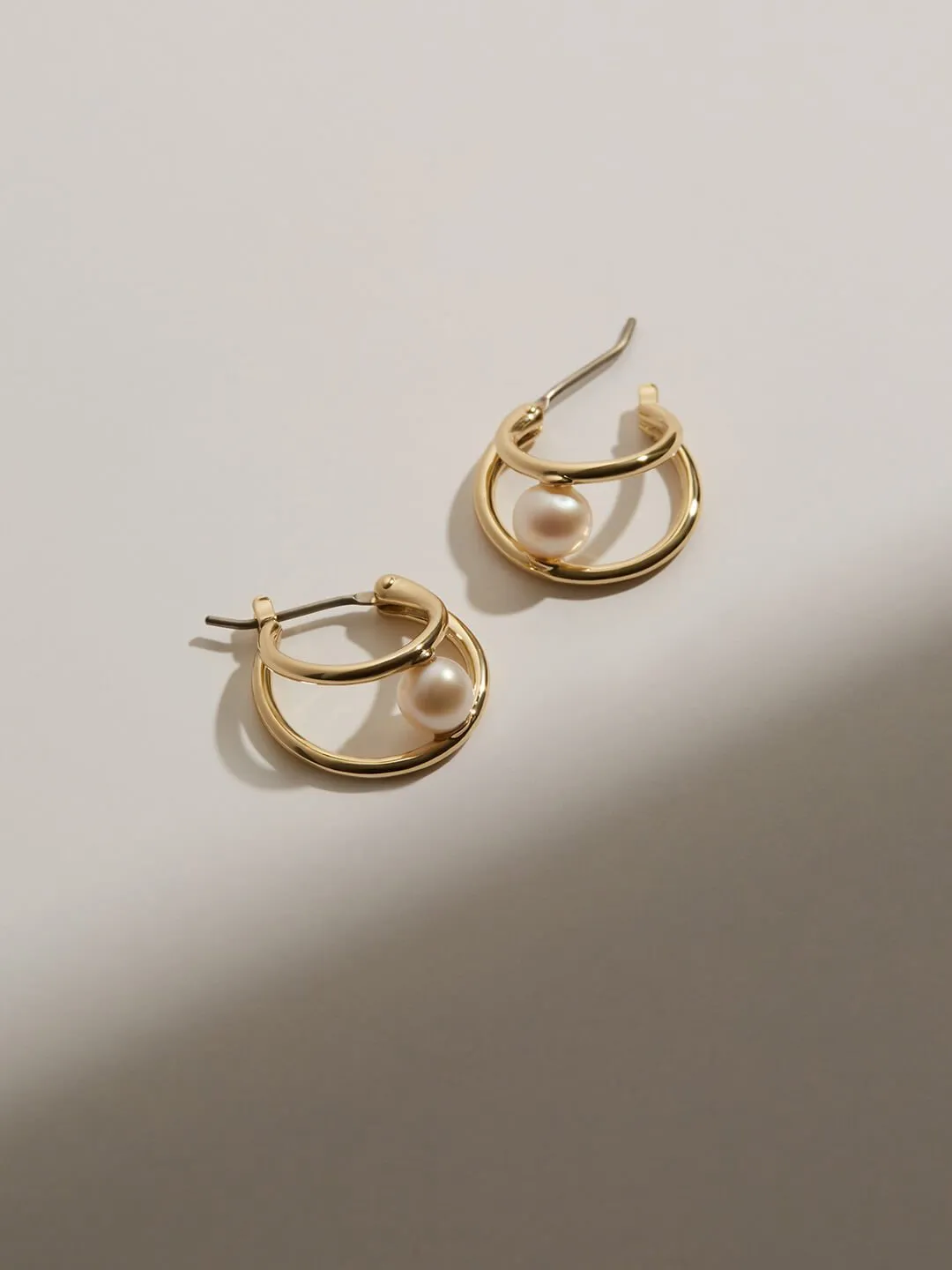 Pearl Double Hoops Earrings